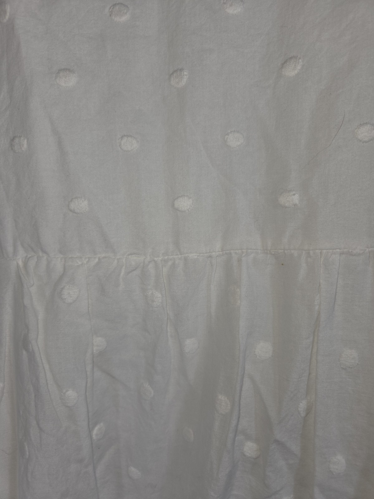 GB White Polka Dot Round Neck Long Sleeve A-Line. 100% cotton. size XL