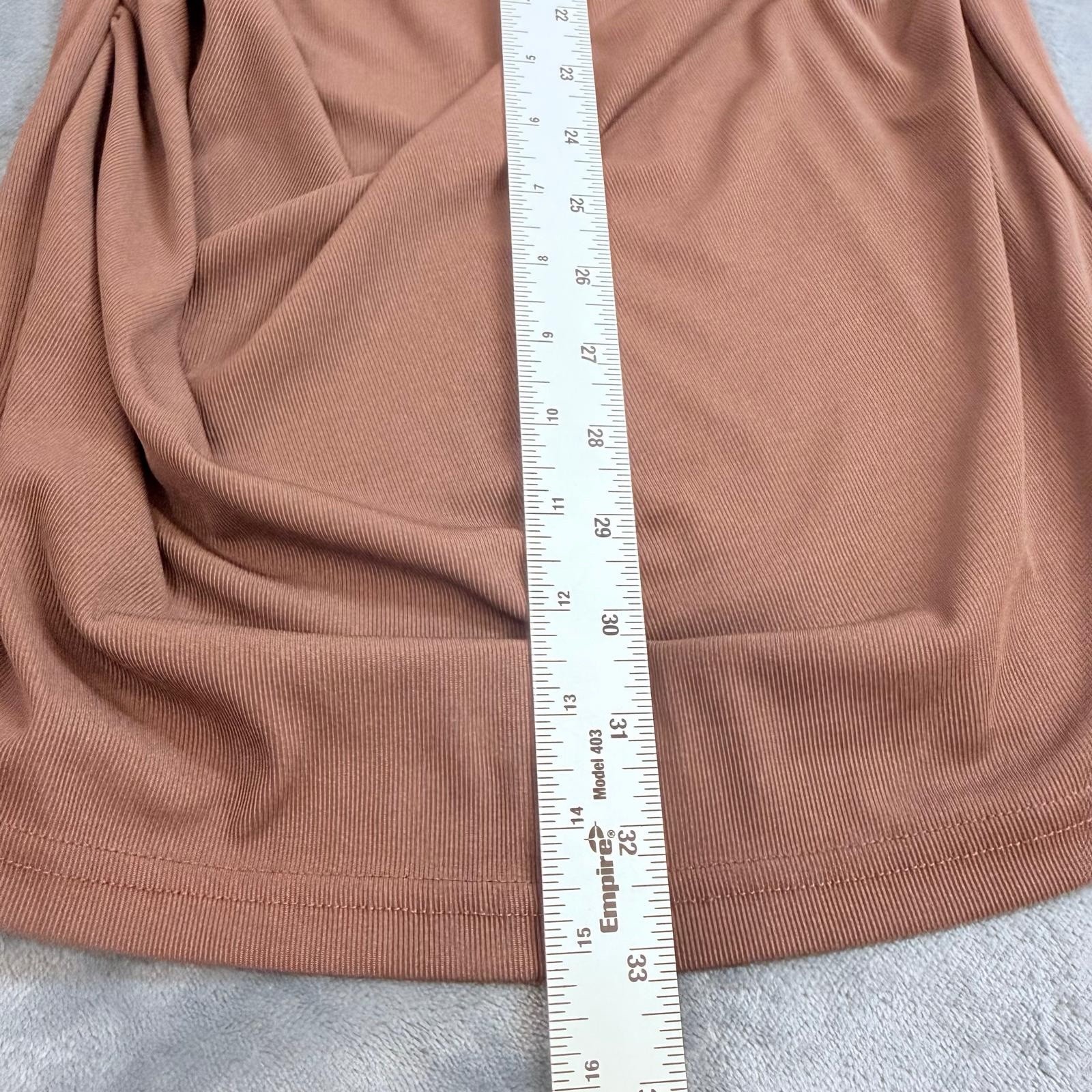 Cider Bodycon Mini Dress W/ Zipper Neckline Pocket Detail Sz M Brown Stretch