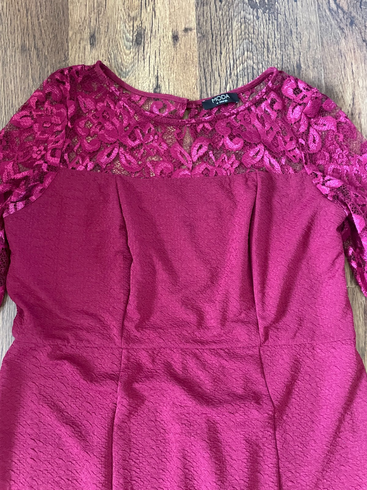 Moda by George burgundy bodycon dress with lace details uk 18 eur 46