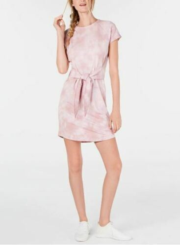 Ideology Dress Active Tie Front Printed Women Pink Sz M NEW NWT 474