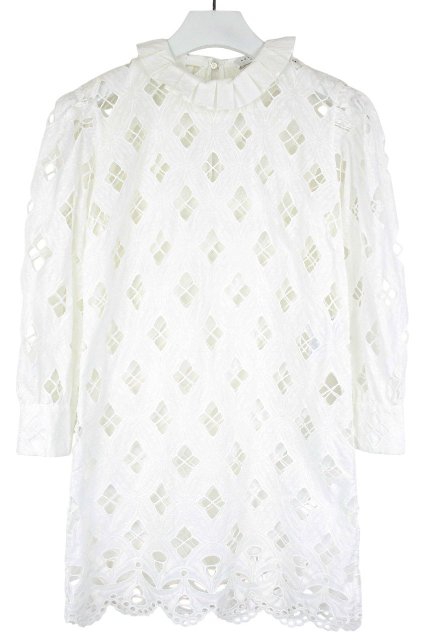 Sandro Dress Womens (EU) 36 Long Sleeve Ruffle Collar Cut Out Details Mini