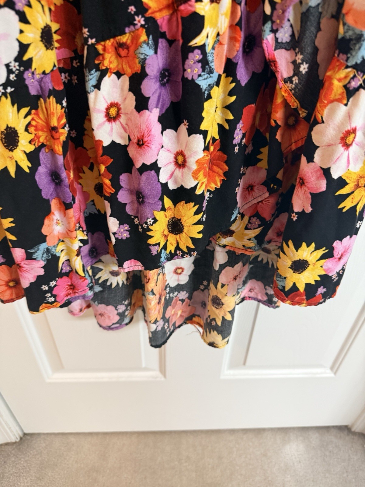 Torrid Size 3 22/24 Black Floral High-Low Challis Off Shoulder Smocked Dress