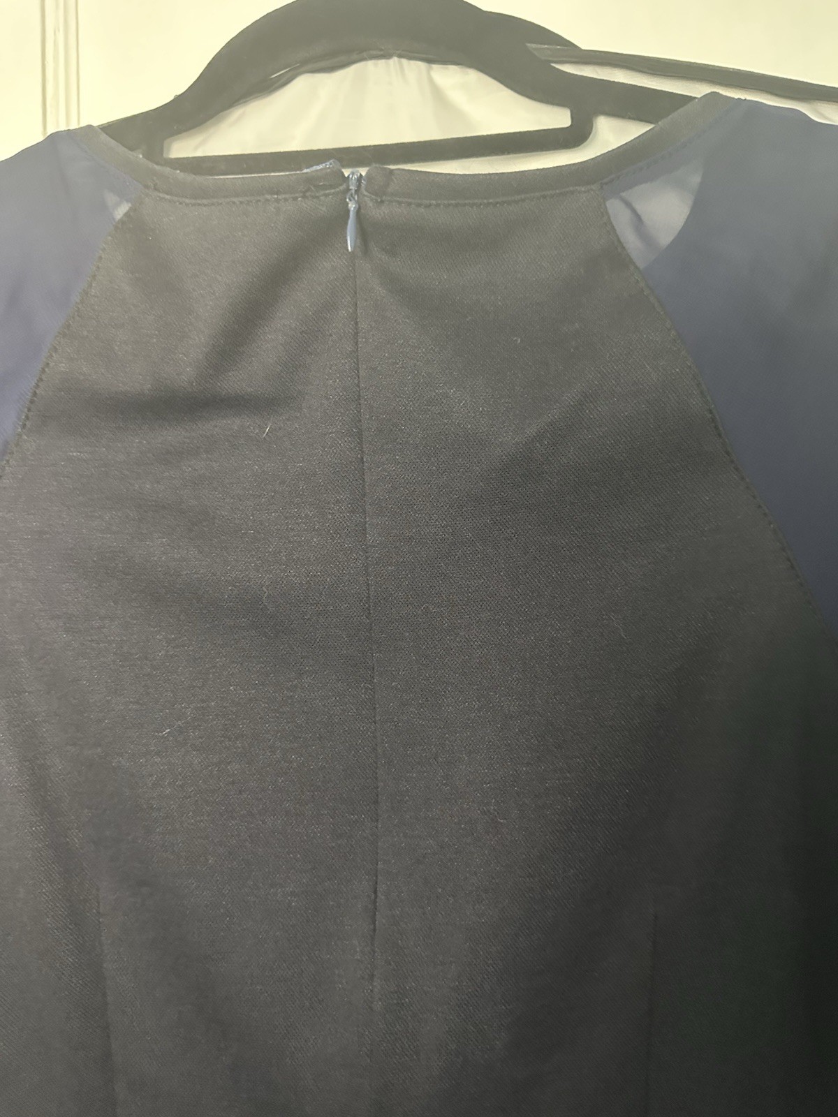 Navy Blue Midi Dress See Through Long Sleeve Made In Ukraine