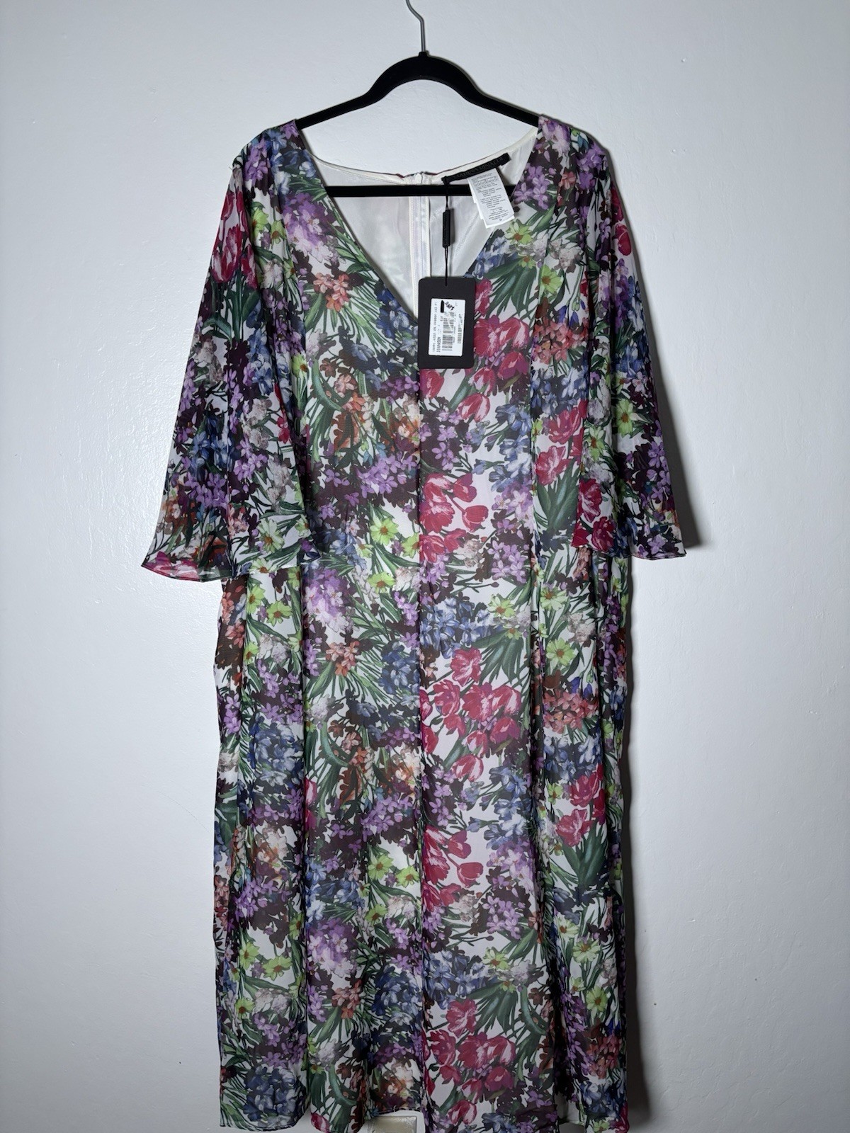 Marina Rinaldi Floral Short Sleeve Midi Dress NWT Size US 24W $885 NEW