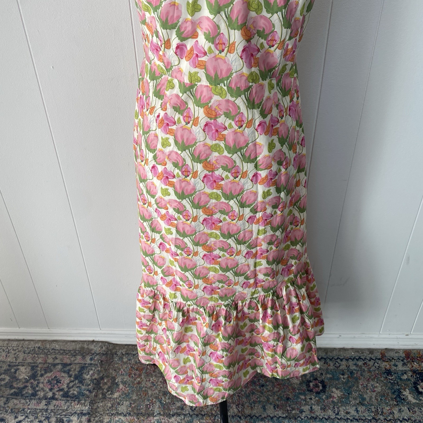 Hyacinth House Tukernuck Pink Tulip Floral Tess Maxi Dress Size XXS High Neck