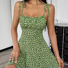 Women’s Summer Floral Spaghetti Strap Beach Short Dress,Womens Dresses.