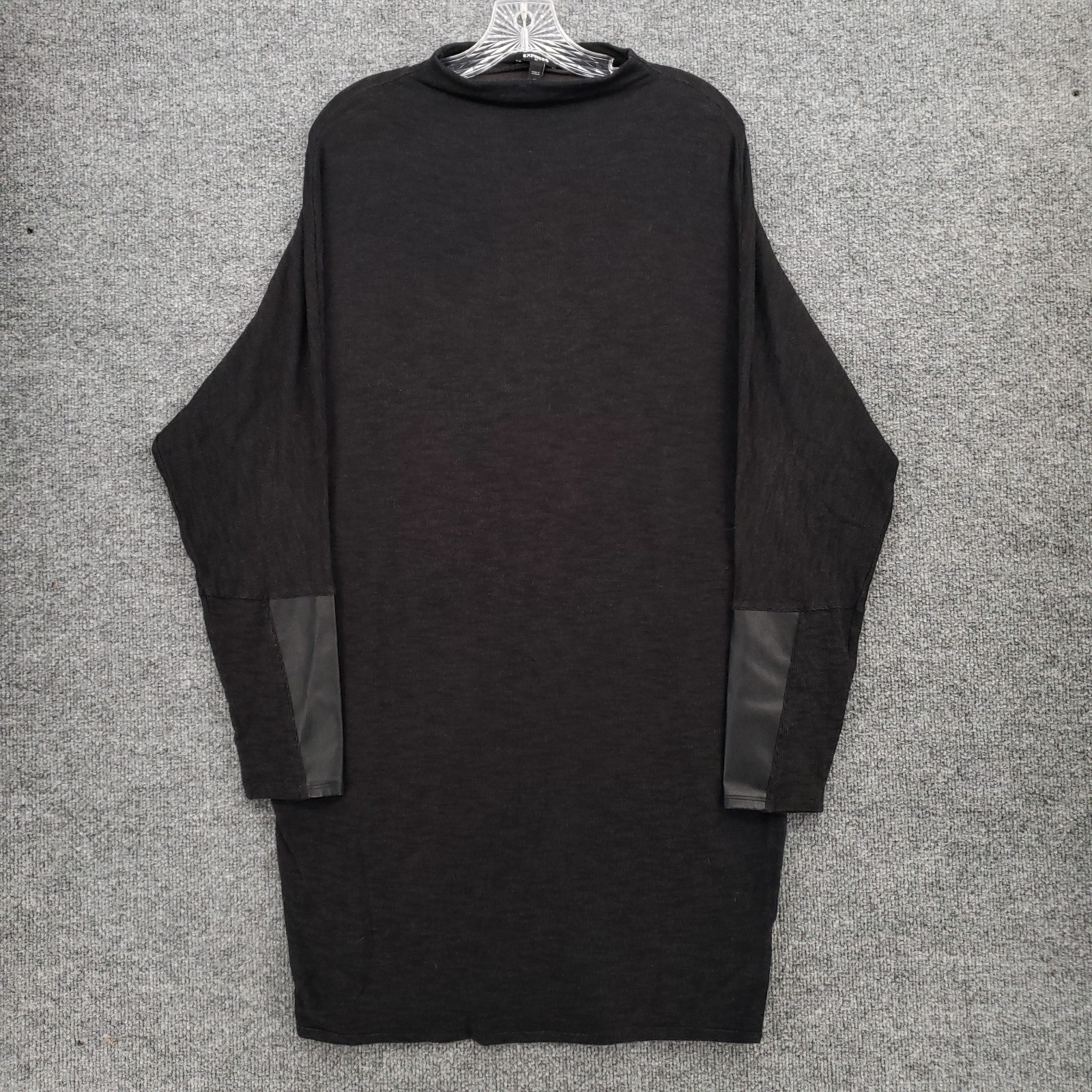 Express Shift Sweater Dress Women M Medium Black Knee Length Long Sleeve Stretch