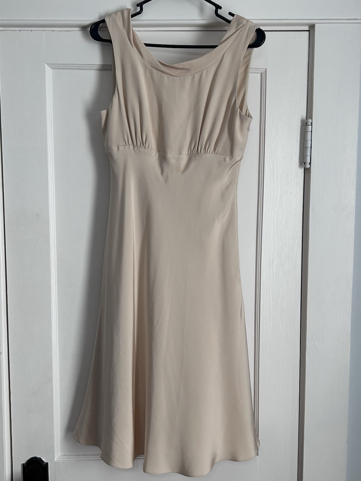 NWT J.Crew 100% Silk Cowl Neck Low Back A-Line Dress Size 8 Champagne