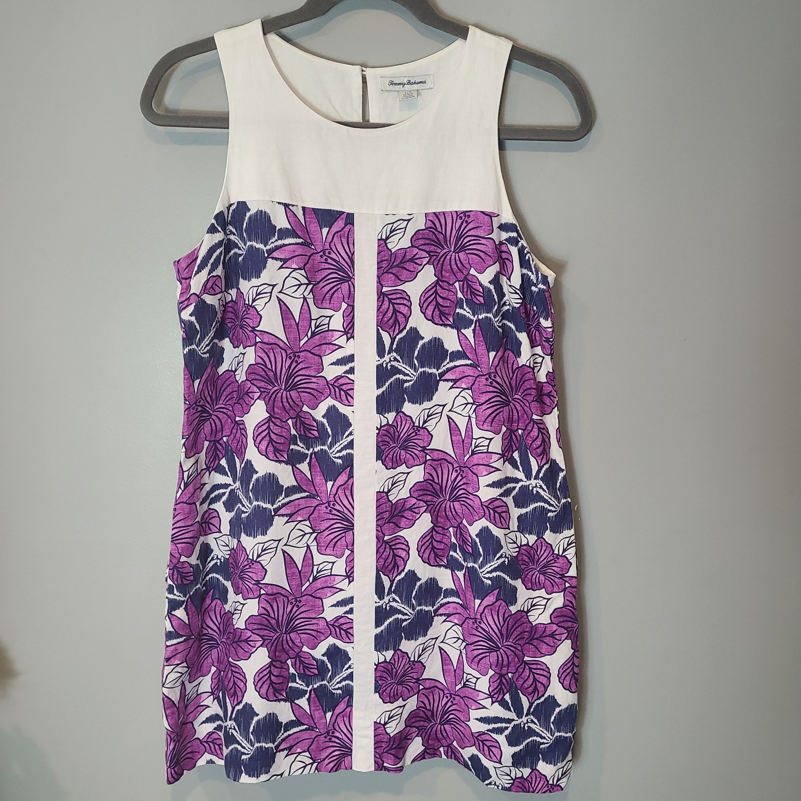 Tommy Bahama Blissful Blooms Floral Linen Shift Dress Large Tropical Resort