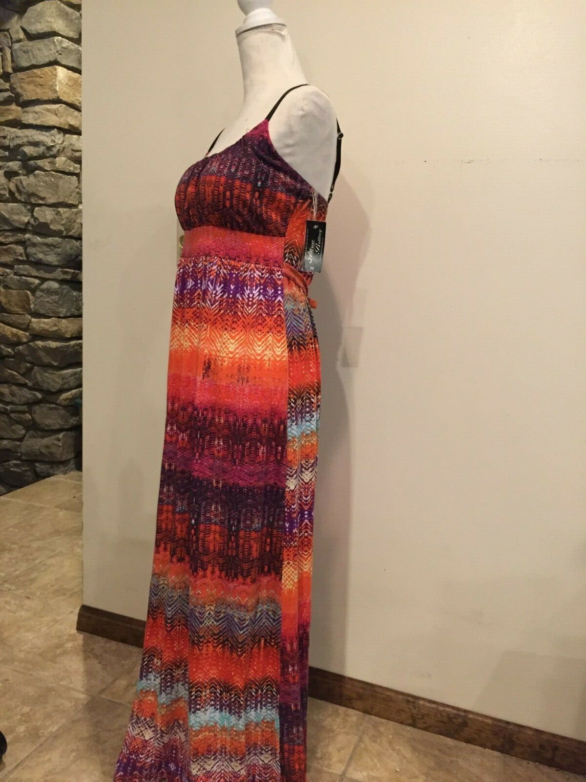 Allison Brittney Maxi dress, Medium, adjustable spagetti straps, stretch, NWT