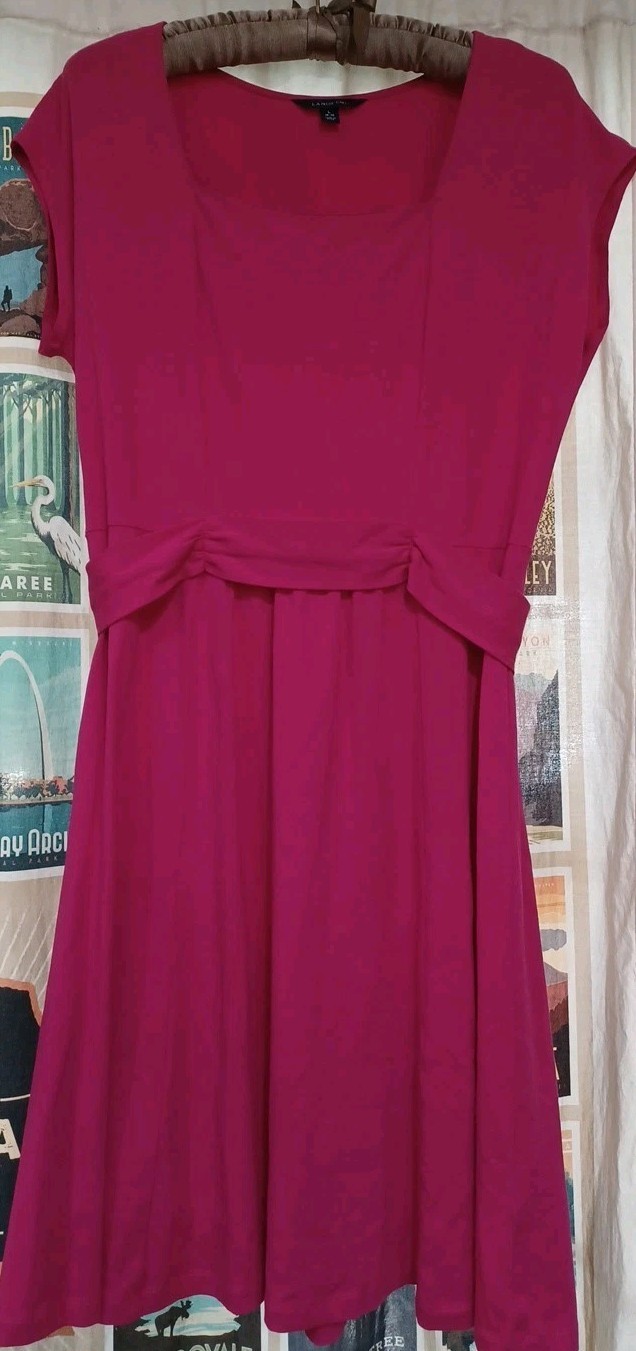 Lands’ End Pink Cap Sleeve Knee Length L 14/16 All Season Dress Maxi Feel Comfy
