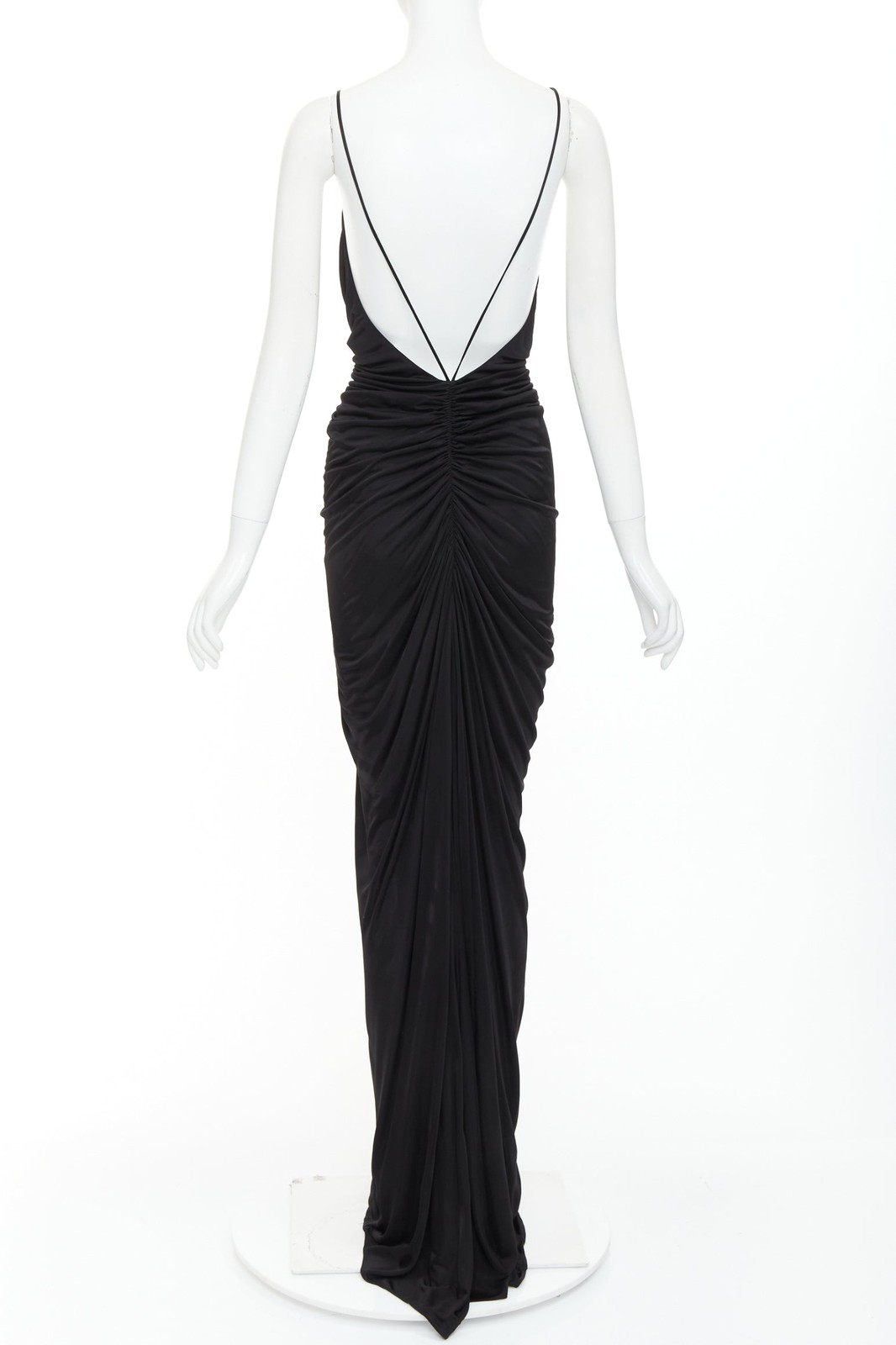 rare SAINT LAURENT 2022 Runway purple Wild Rose applique ruched plunge gown XS