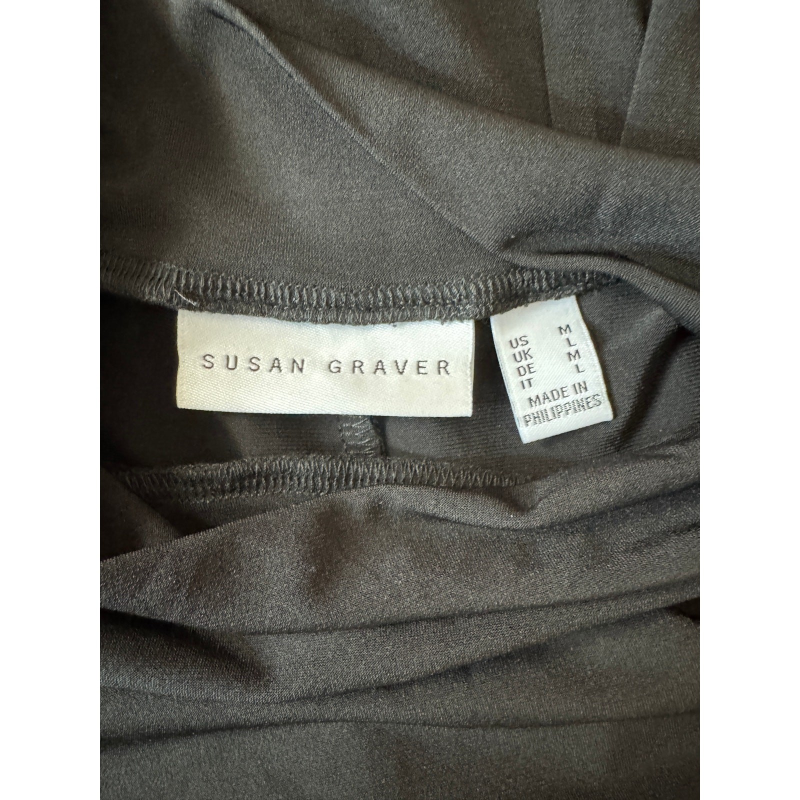Susan Graver Liquid Knit Mock-Neck Elbow-Sleeve Dress Black Medium NWOT Flowy