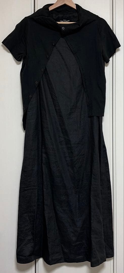 USED [RARE] COMME DES GARCONS MIXED MATERIAL DRESS, MADE IN JAPAN, COTTON T0-0
