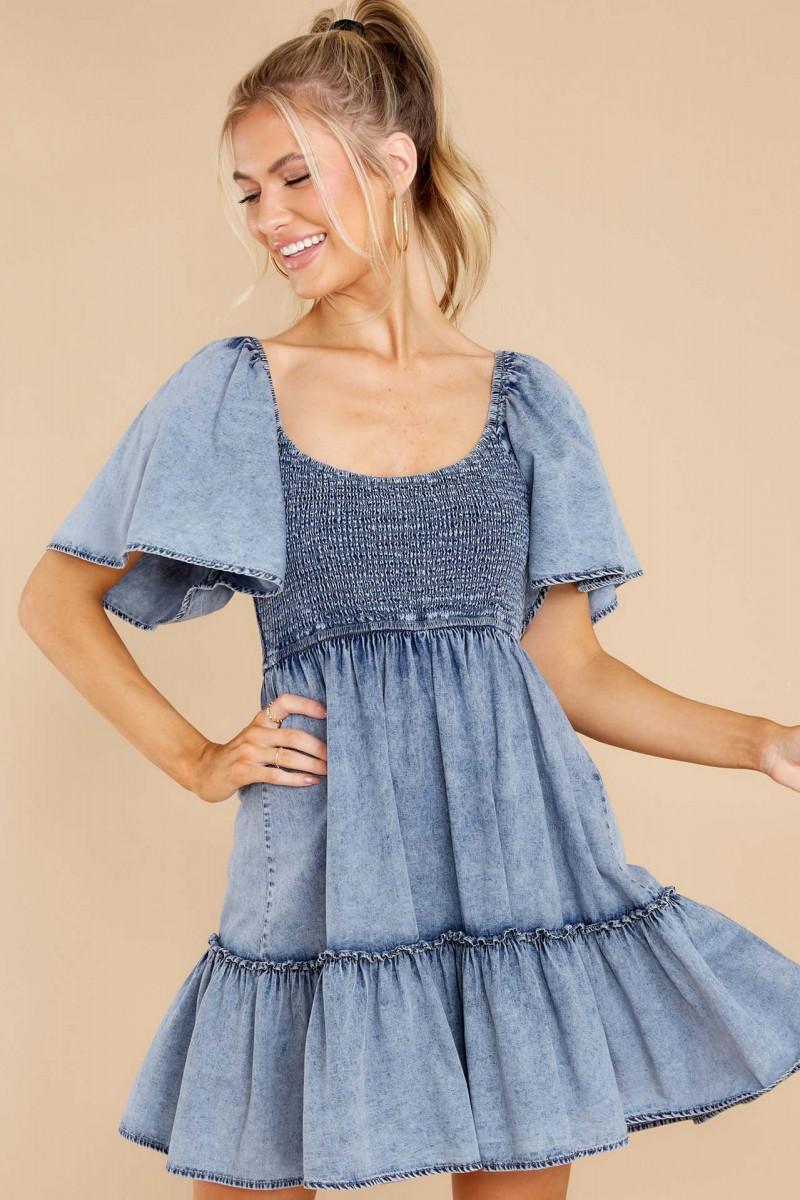 Female Dress Temperament Commuter Pullover Loose Denim Short-sleeved Dress