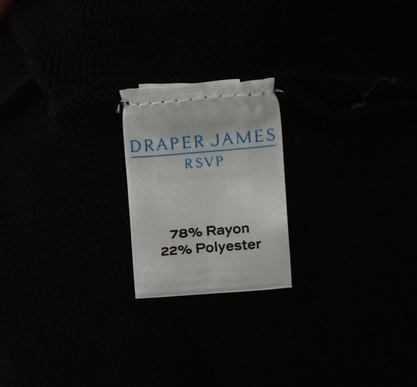 New Draper James Black Knit 3/4 Sleeve Sheer A-Line Sweater Dress Size Small