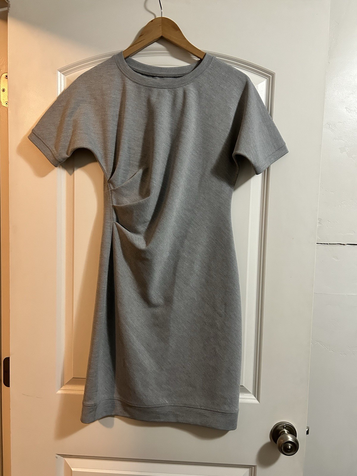 Brochu Walker Heather Grey Ruched Side Draped T-Shirt Mini Dress XS NPL2254