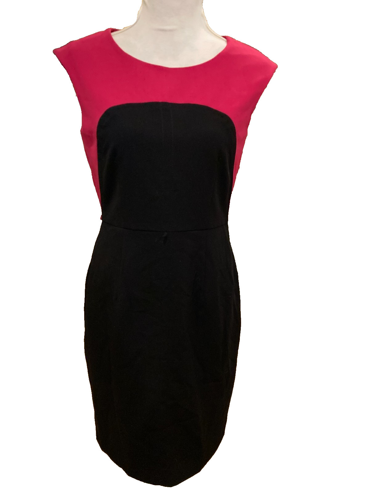 Ellen Tracy Sheath Dress, SZ 4, Black & Pink, Sleeveless, Zip, Lined, career