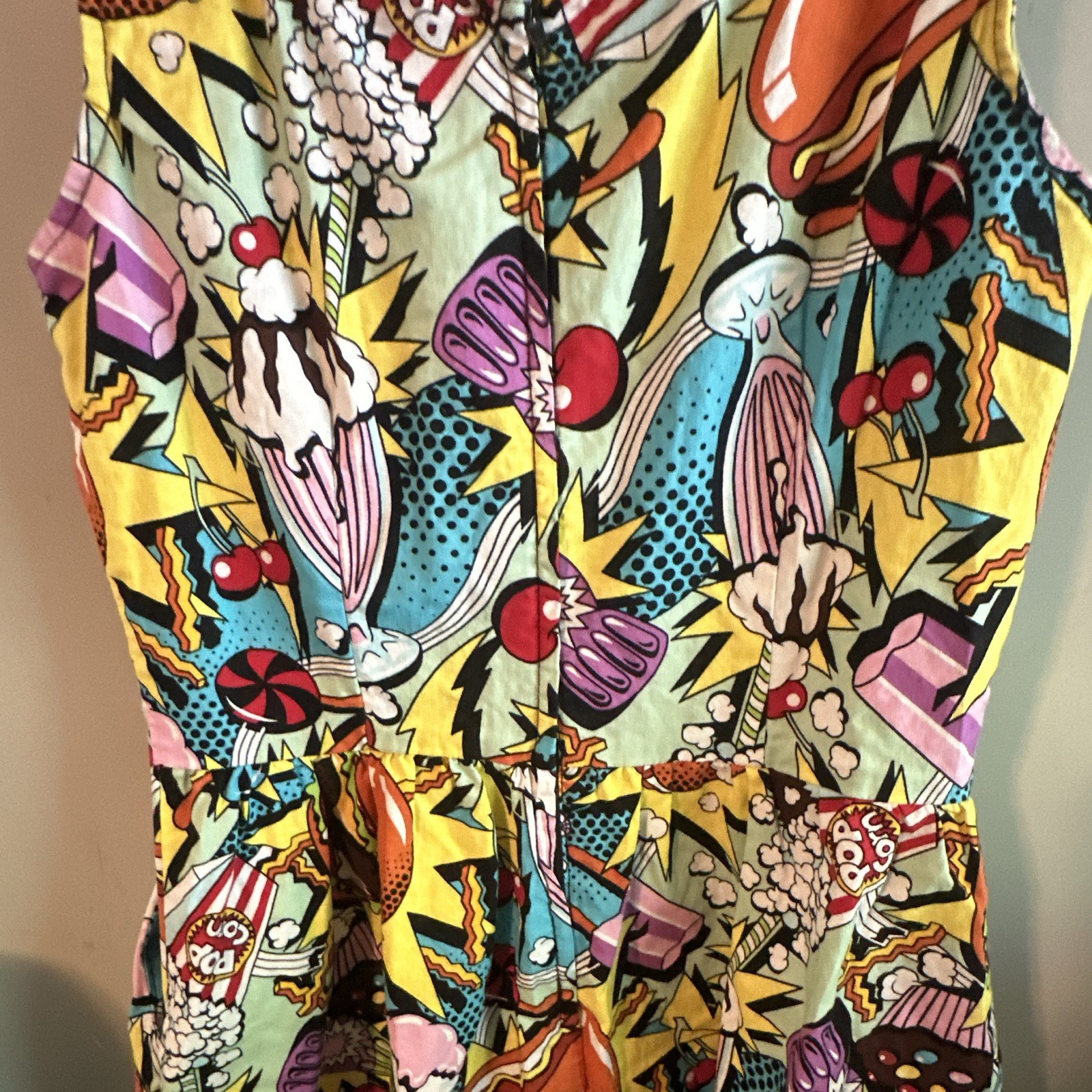 Cotton A-line dress, Folter ‘Good Enough to Eat’ pop art food print RETRO