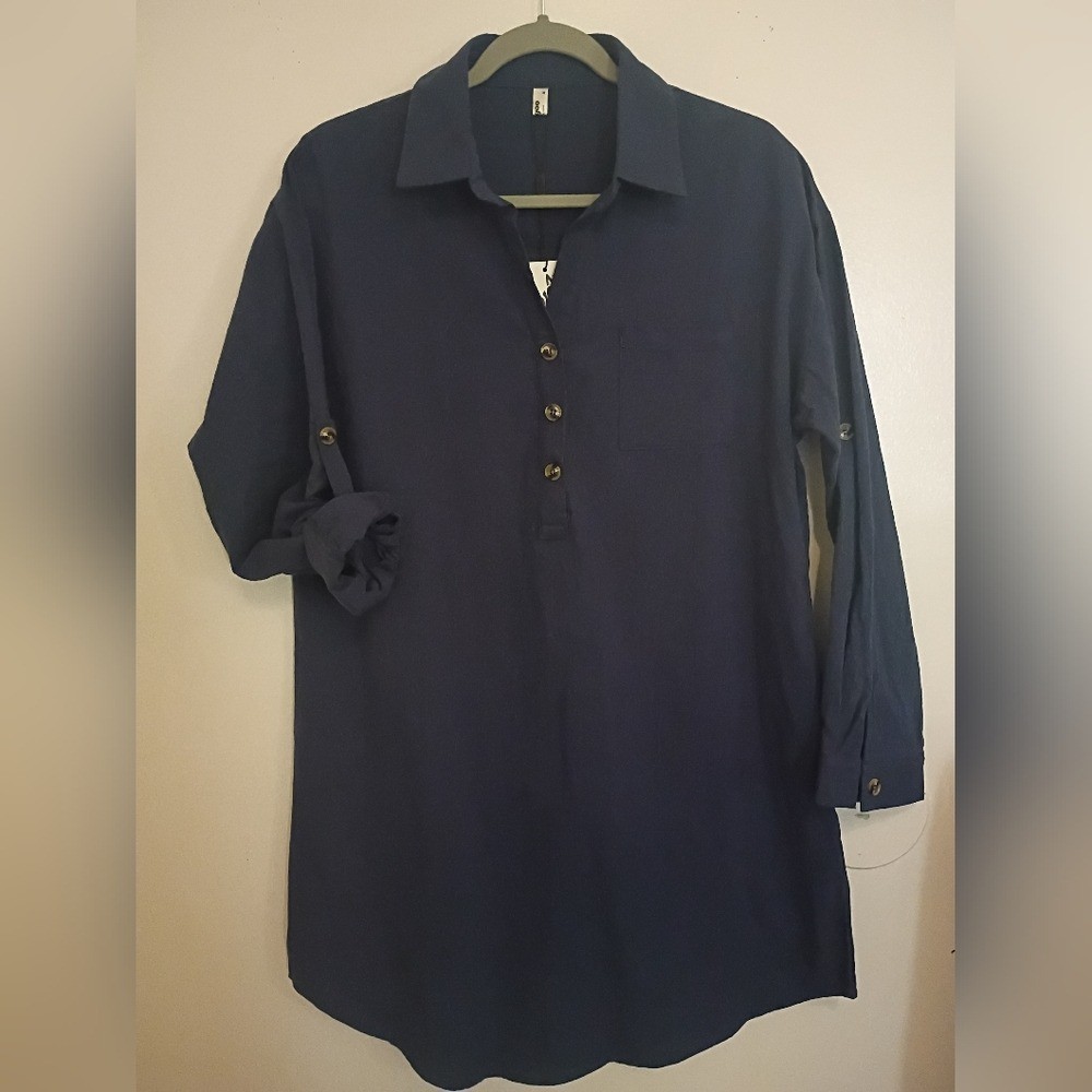 Zeago Women’s Shirt Dress Mini 100% Cotton Sz M NWT