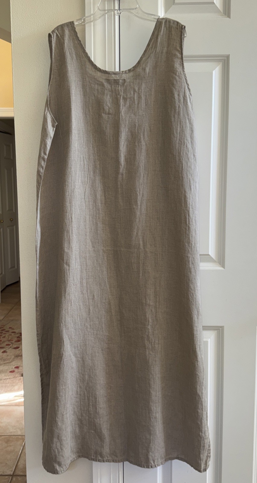 FLAX Designs LINEN DRESS NWOT SIDESLIT SLIPSTER Beige