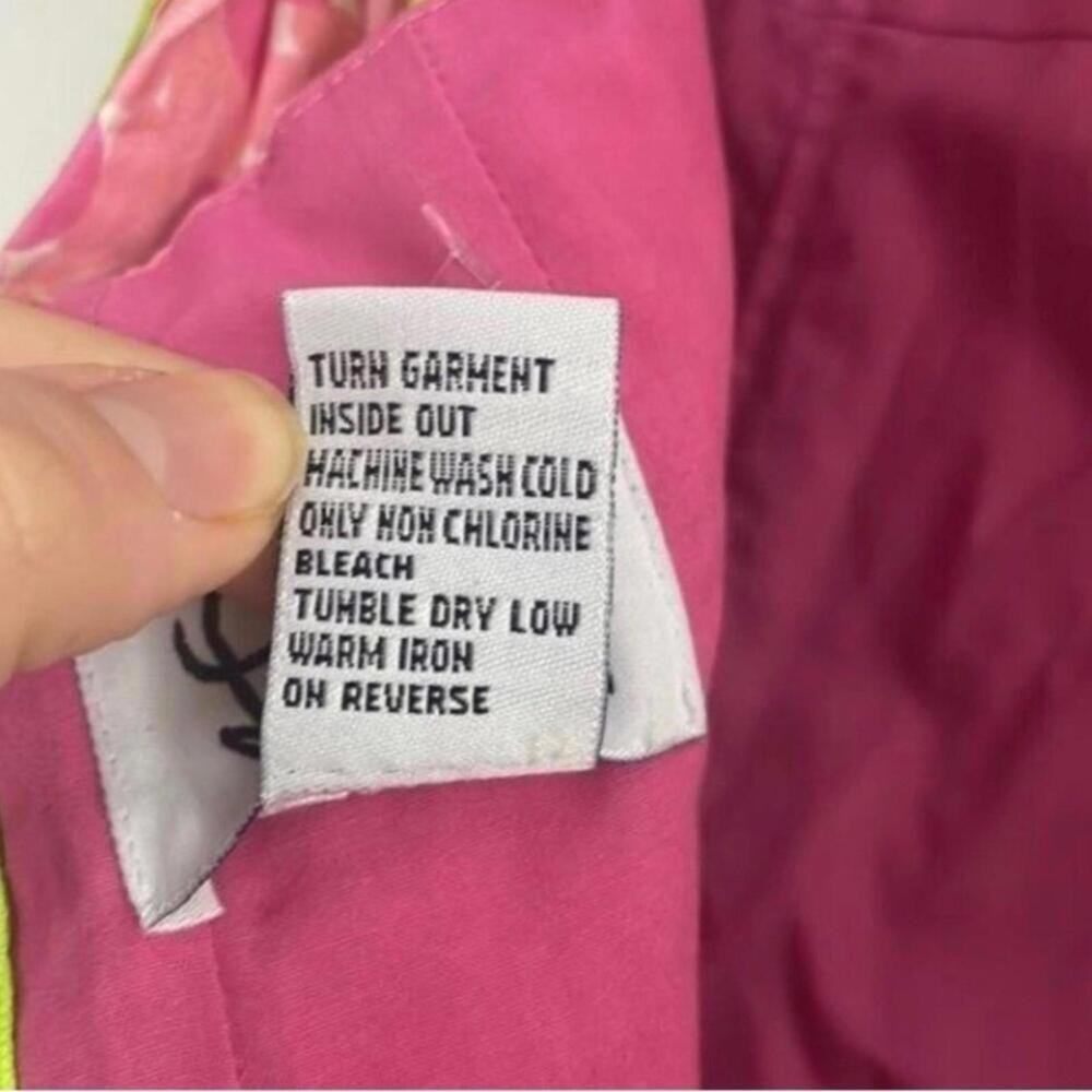 ✅Lilly Pulitzer Green Strapless Dress Pink Floral and Cut Out Back