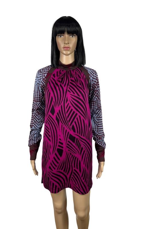 Custo Barcelona Printed Mini Dress Multicolor Long Sleeve Stretch Size 1 / S