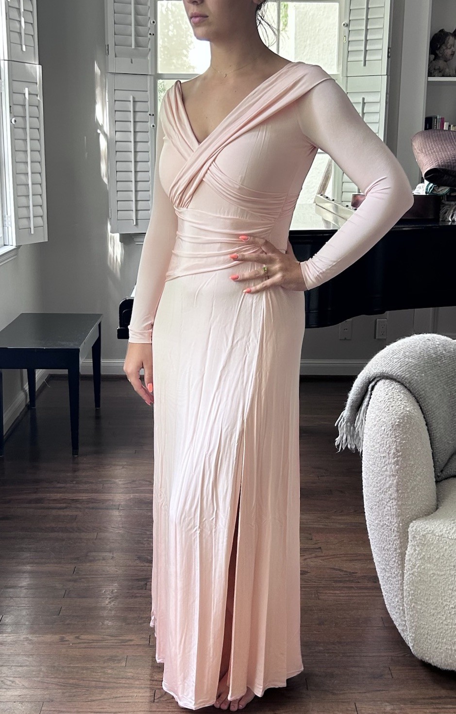 Ralph Lauren Collection Purple Label M Elegant Long Jersey Dress Pink $2990 MSRP