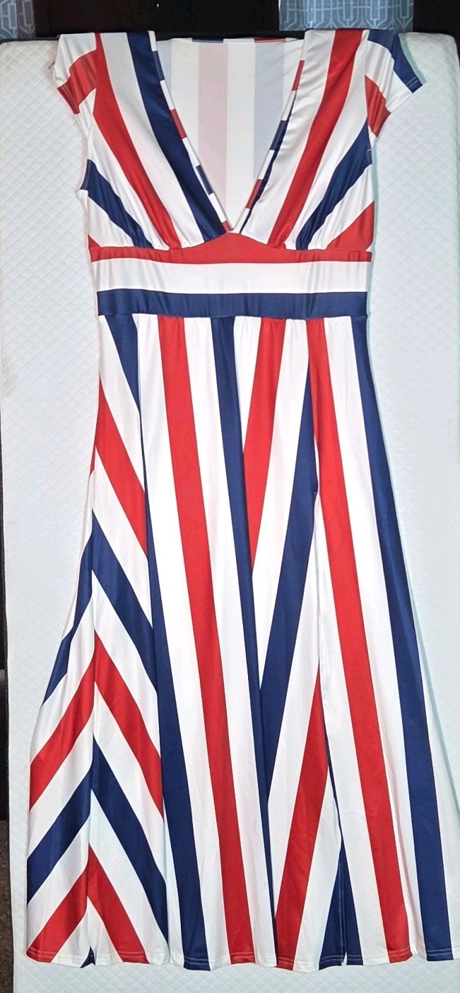 SHEIN Plus Size Summer Fashion Color Block Striped Dress 0XL (US 12)