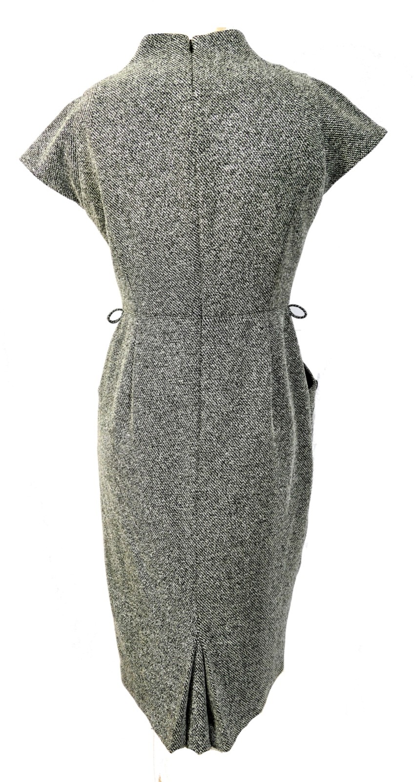 Stand Up Collar Poly Tweed Pockets Belted Jones New York Pencil Dress Sz 4