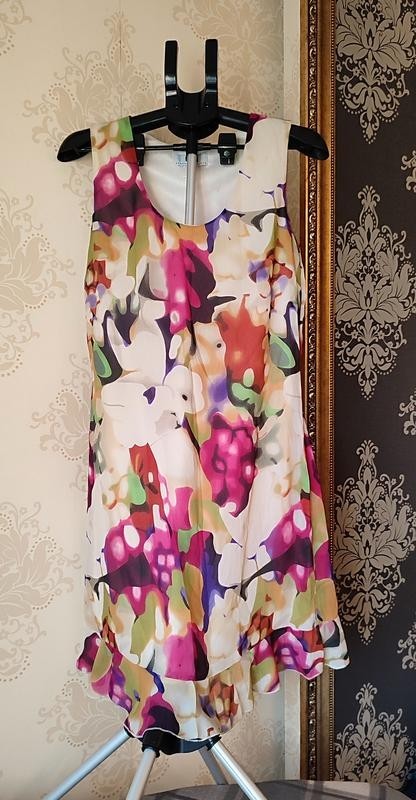Vibrant Multicolored Abstract Floral Shift Dress Size M