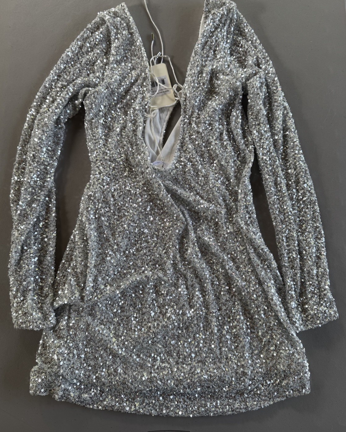 NWT Peppermayo Exclusive Silver Starstruck Siren Sequin Mini Womens Dress L/XL