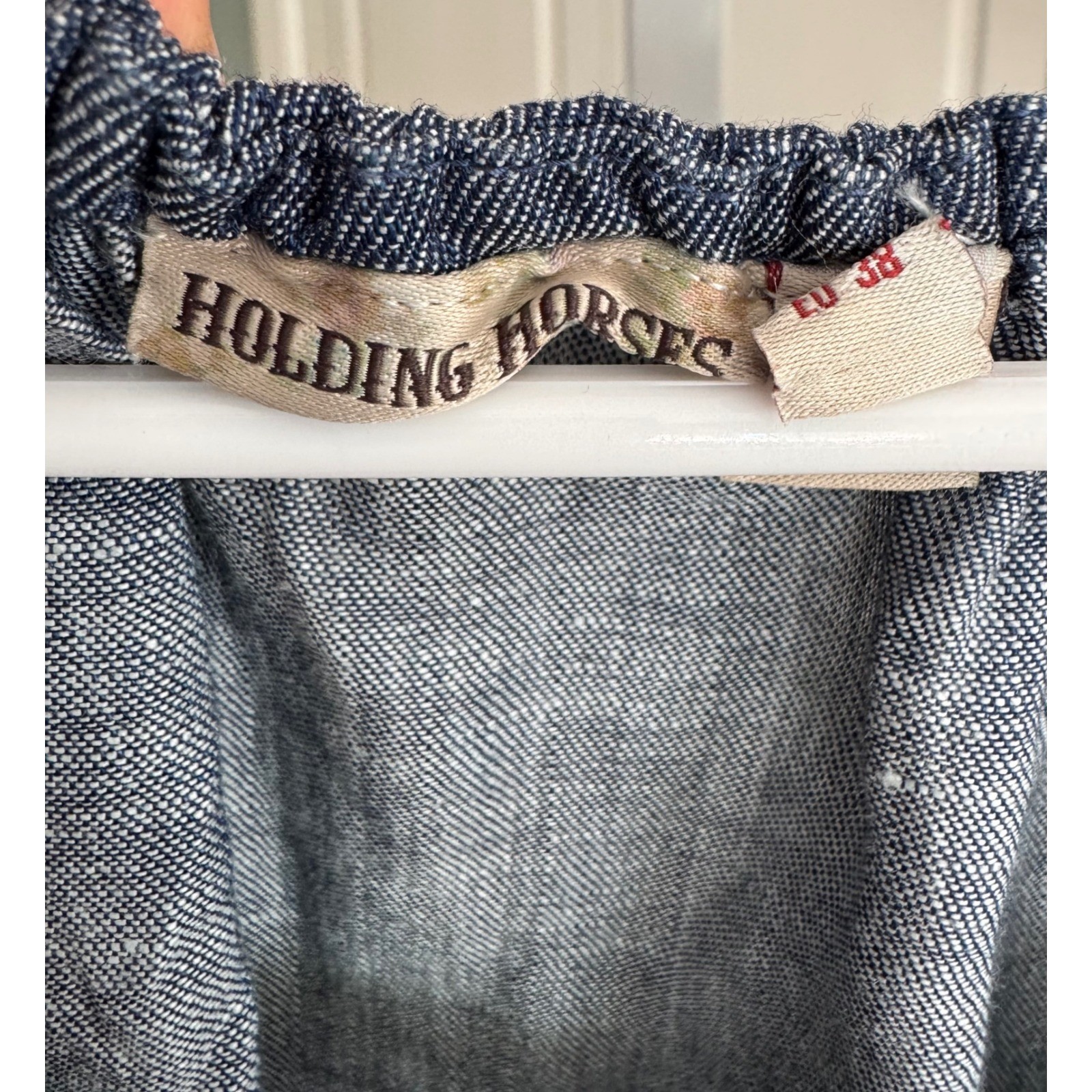 Holding Horses Anthropologie Folklore Tunic Dress Chambray Floral Embroidered