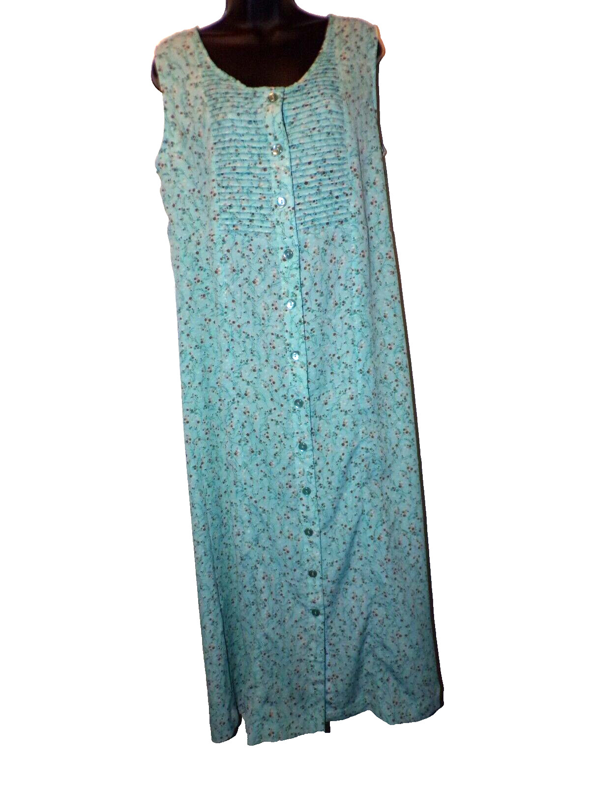 Christopher & Banks pintuck Women water-color light blue button Dress Sz 16 LB2