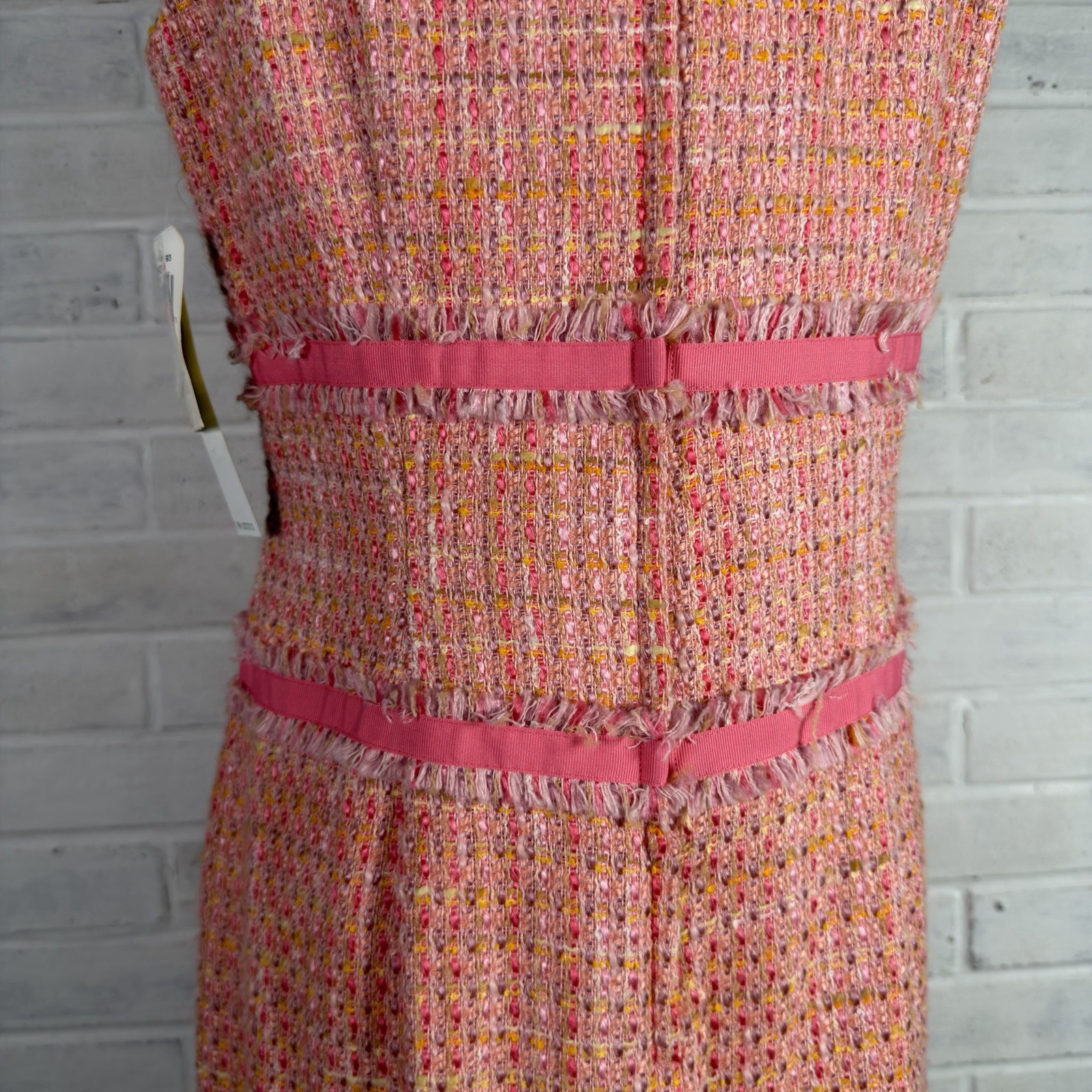 Donna Morgan Petite Sheath Dress Size 12 Pink Boucle Tweed Sleeveless Y2K New
