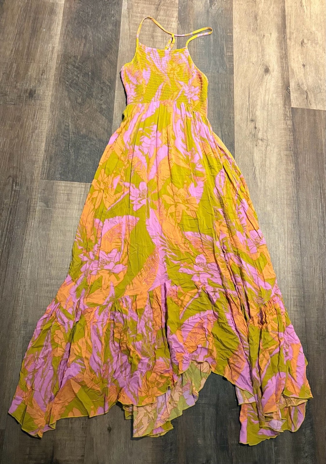 Intimately Free People Tropical Print Smocked Tiered Maxi Sundress