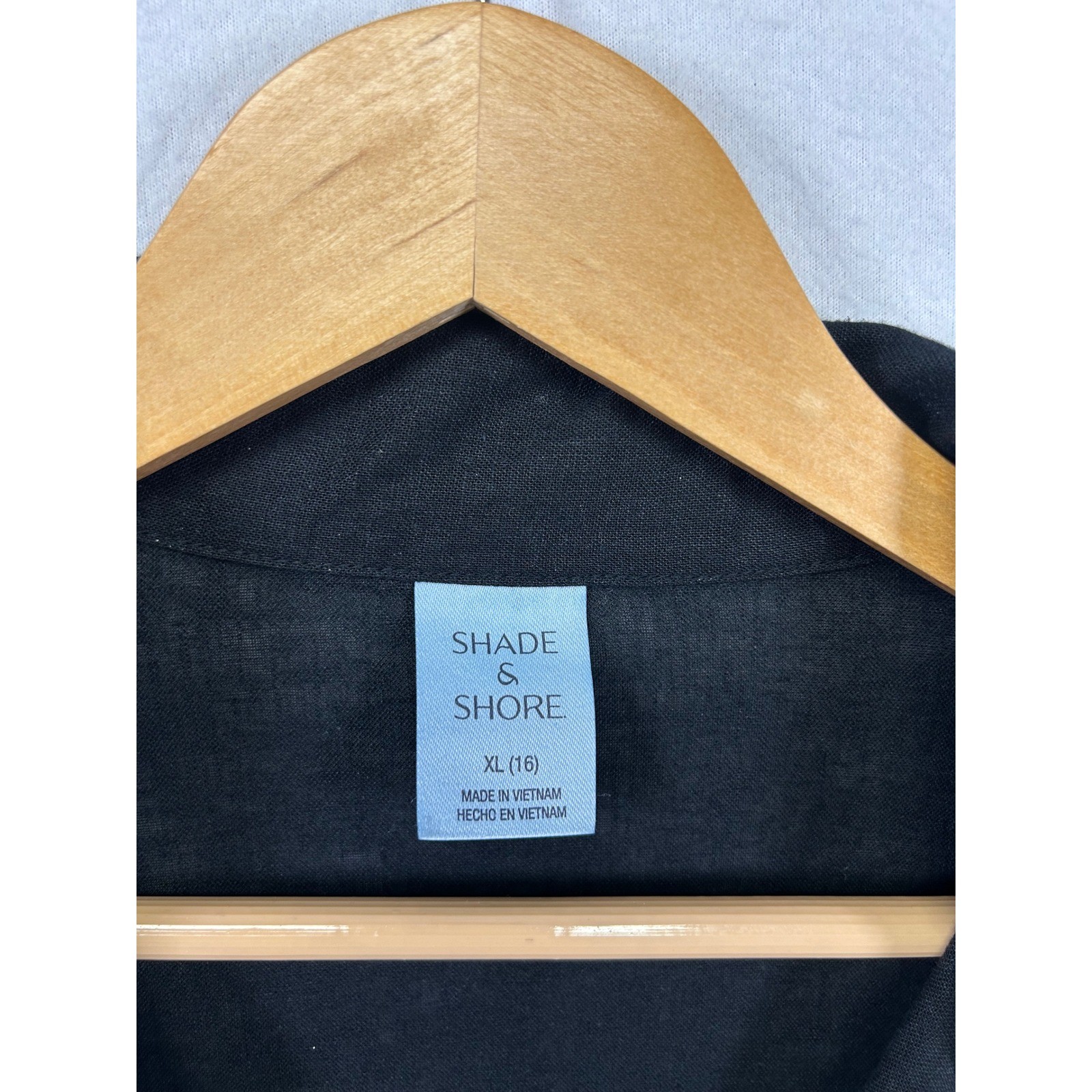 Coastal Minimalist Shade & Shore Womens XL Black Linen Blend Button Down Dress