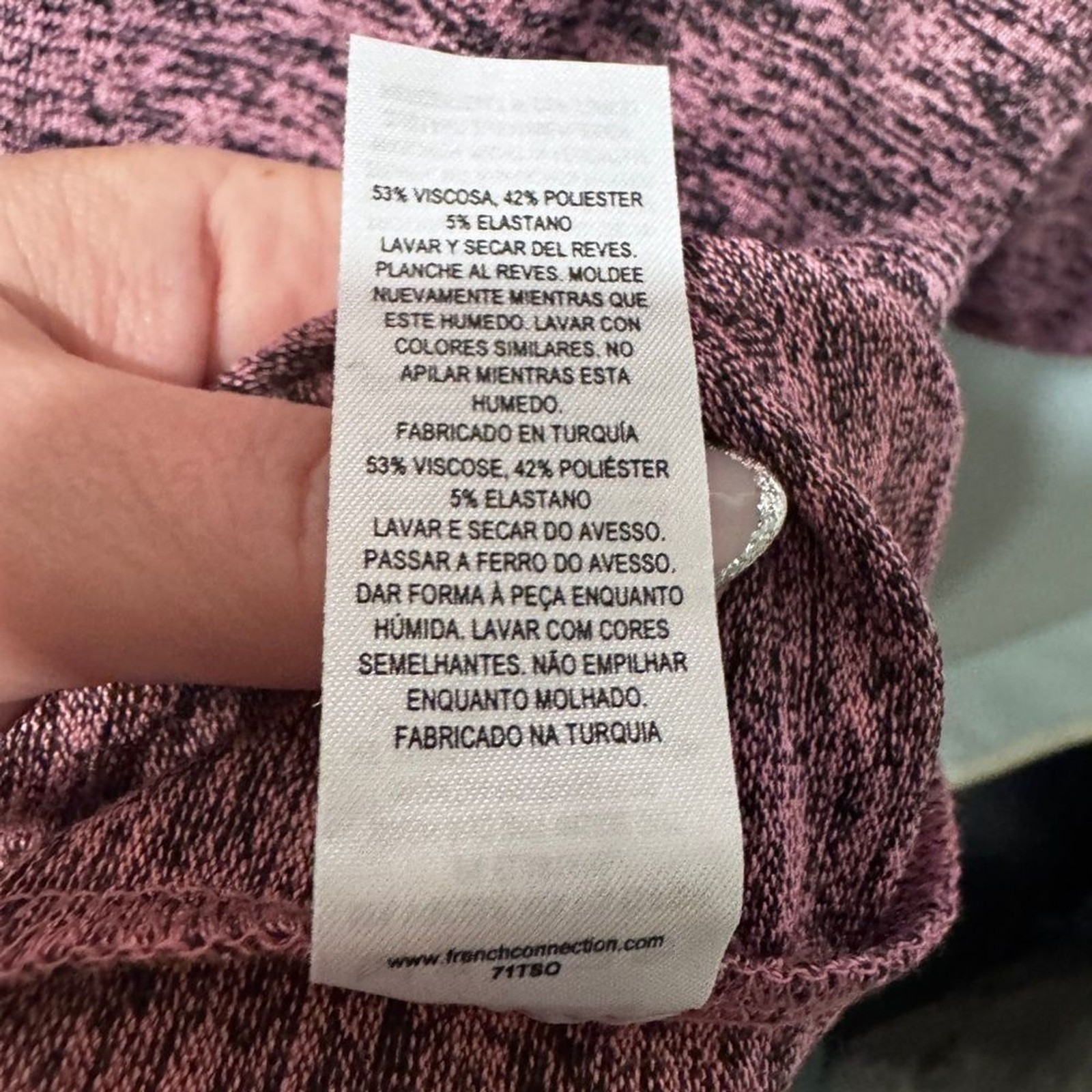French Connection- NWT- Mini Sweater Dress- heathered pink/purple/black medium