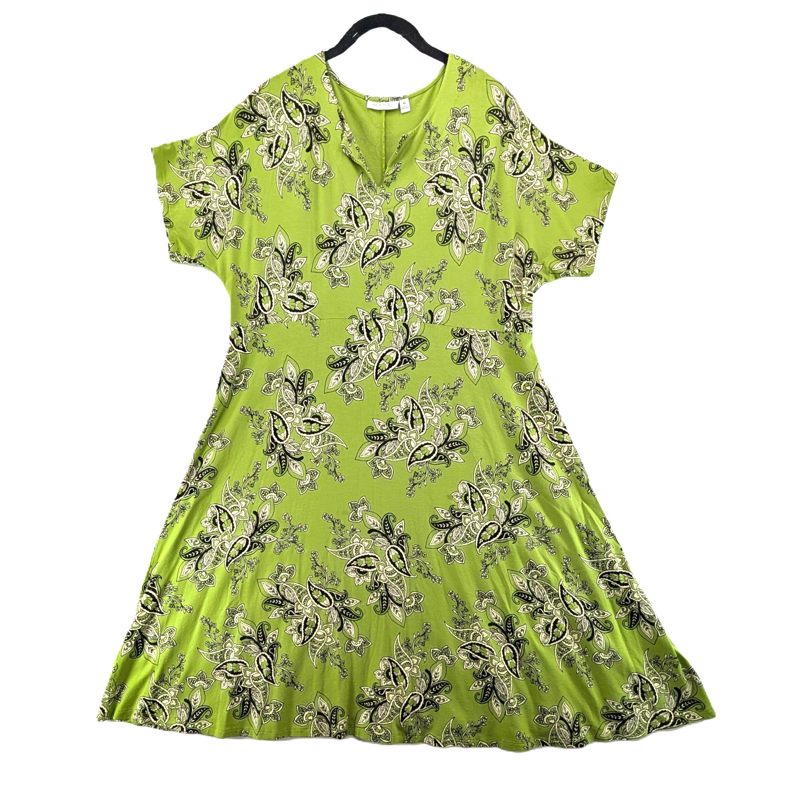 Masai Dress Tunic Womens Size Medium Jersey Knit Floral Green Stretch Portugal