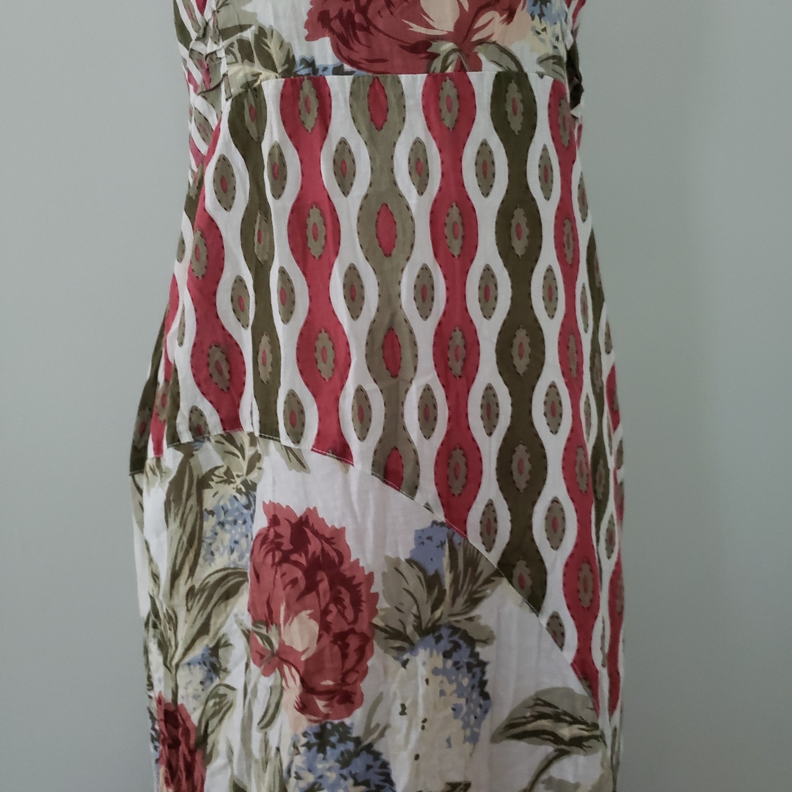 Sacred Threads Boho Hippie Maxi Dress MED Patchwork Artsy Empire Halter Vacation