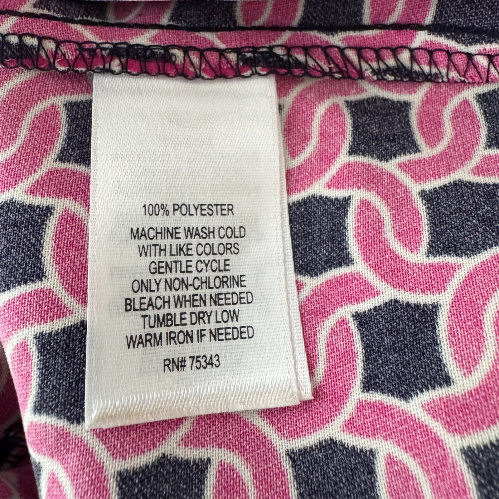Adrienne Vittadini Geometric Print shift Dress Pink Navy Sleeveless sz 2 office