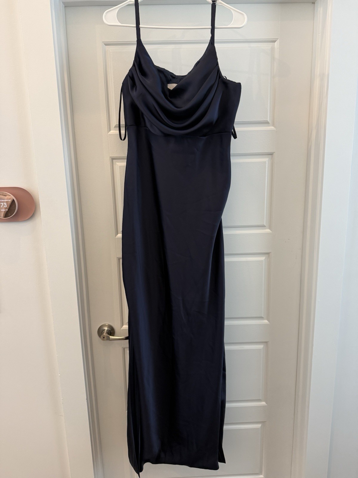 Revelry Navy Bridesmaid Dress Cowl Neck Adjustable Straps