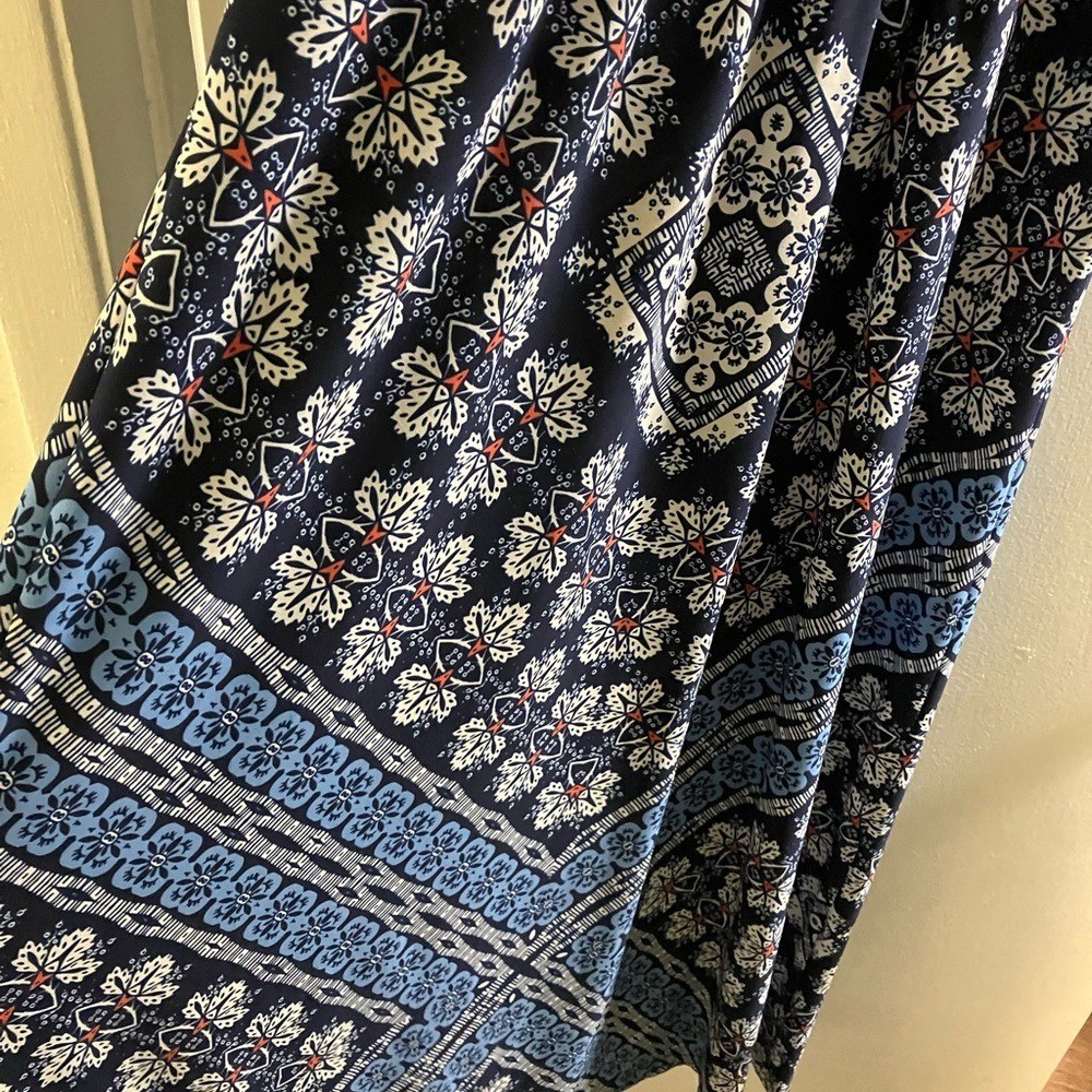 London Style Collection Blue and White Halter Dress size 14 NWT Maxi Length