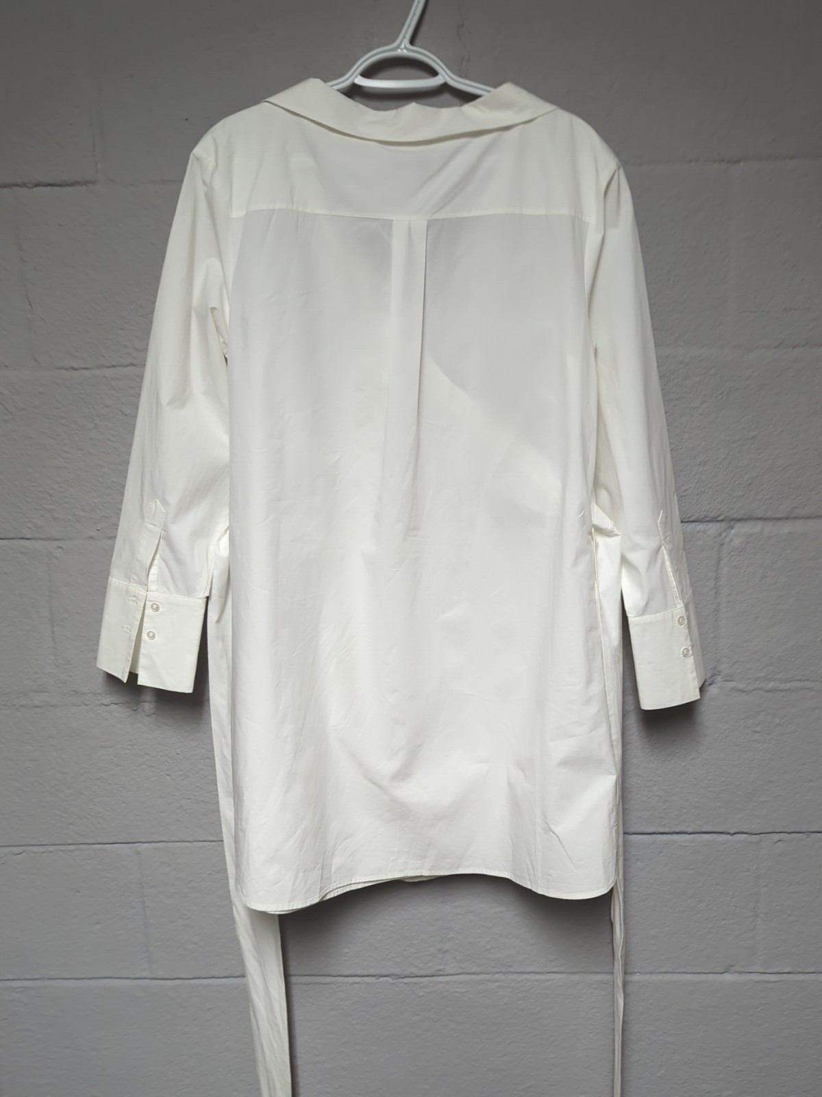 Intermix Wrap Shirt Dress Size L White Cotton Poplin Cuffed Long Sleeves