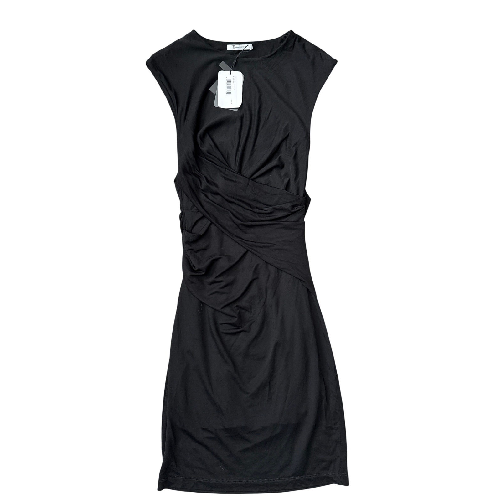 T By Alexander Wang Pique Mesh Sleeveless Twist Dress Black Size Small