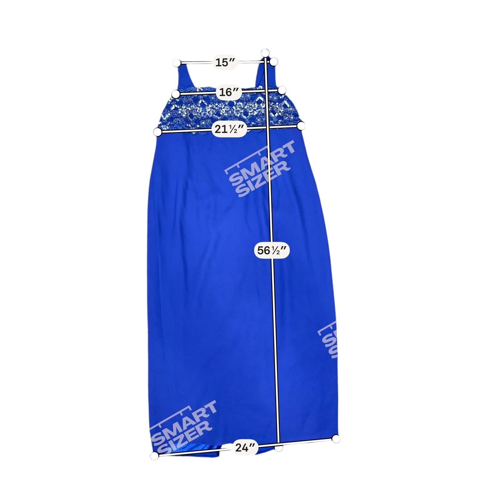 Royal Blue Column Evening Gown Sequined Lace Bodice Formal Maxi Dress Sleeveless