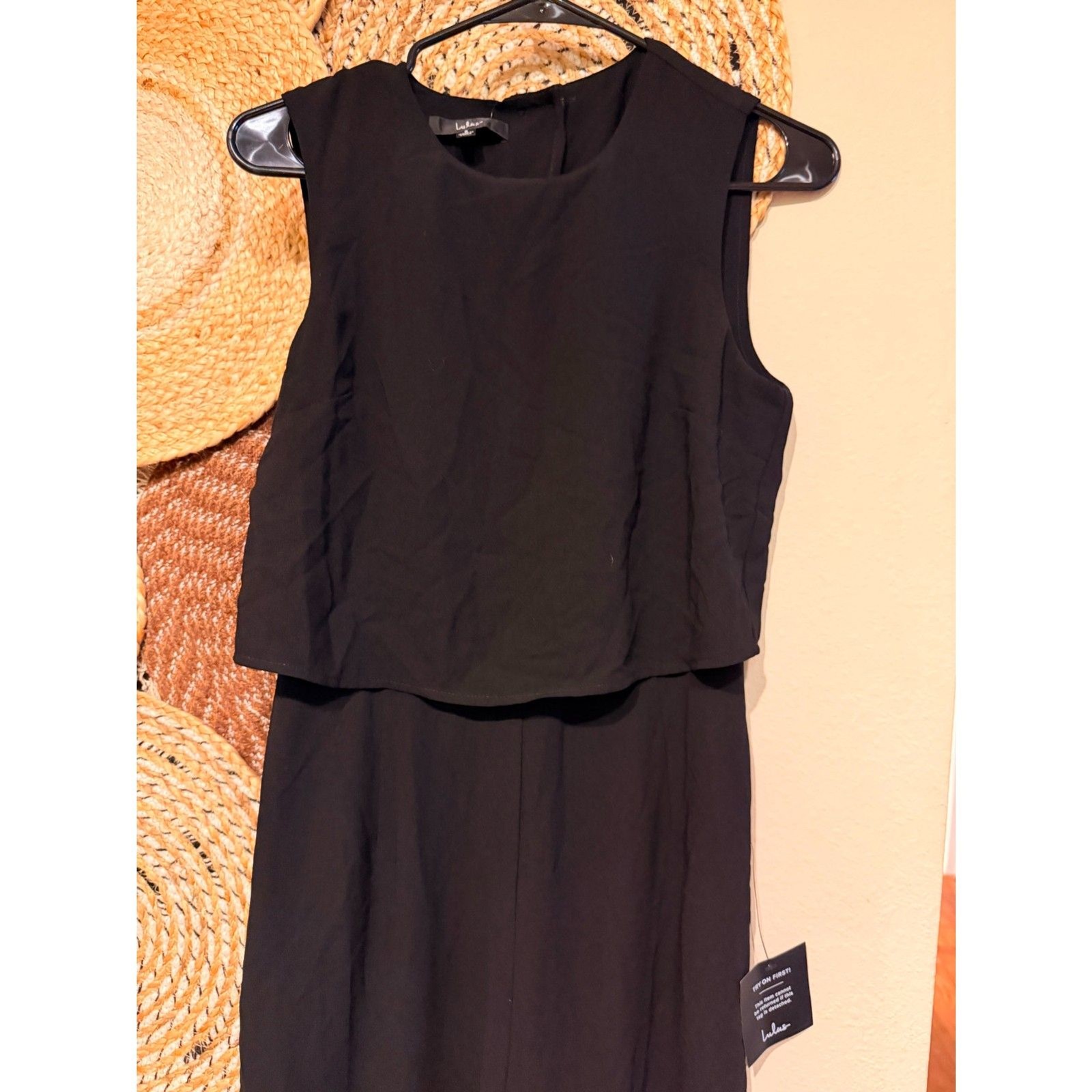 Lulus Black Wide-Leg Overlay Jumpsuit Size Small New With Tags