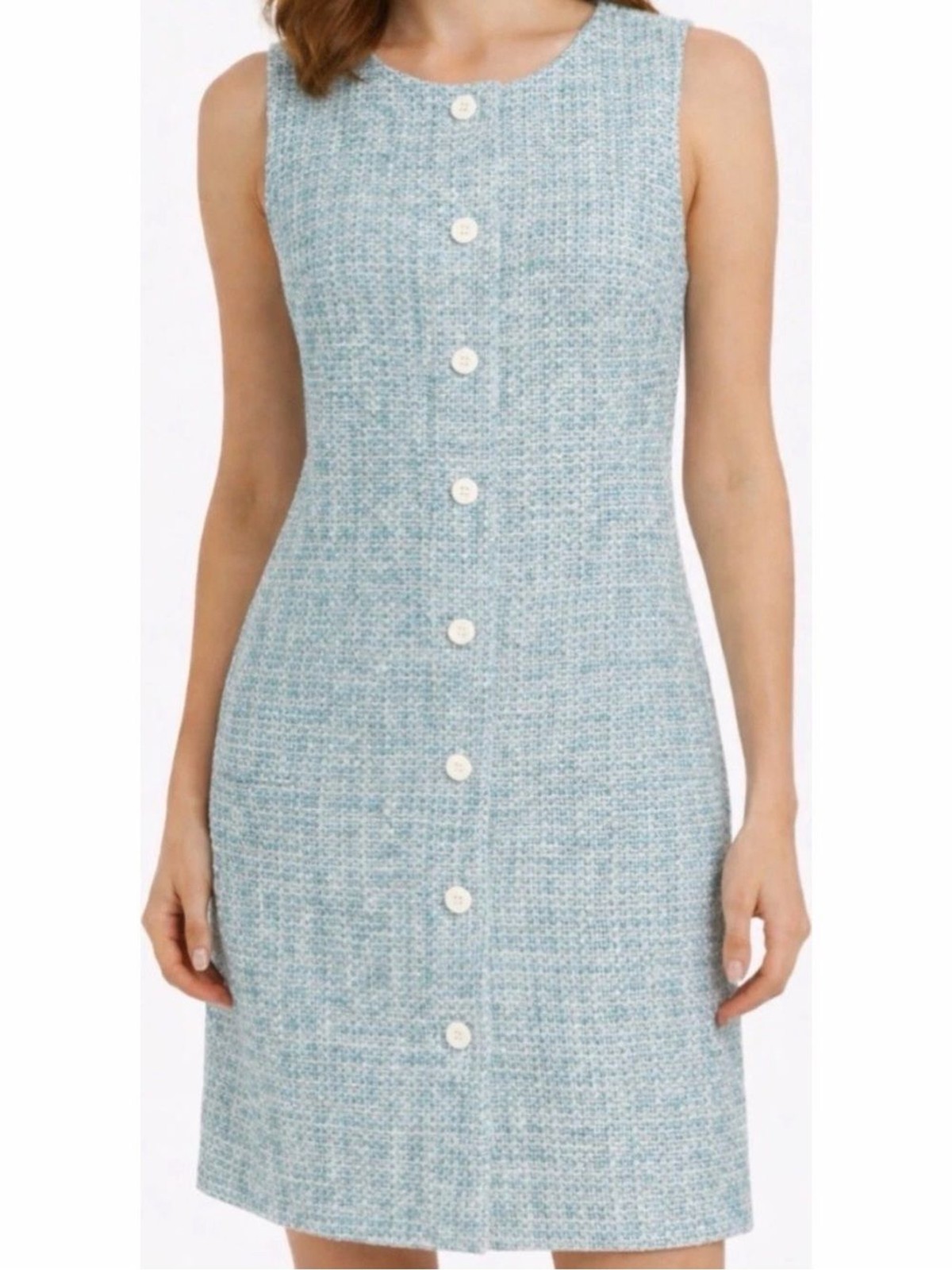 J.Crew Mint Tweed Shift Dress Boucle Sheath Pockets Preppy Workwear Size 10