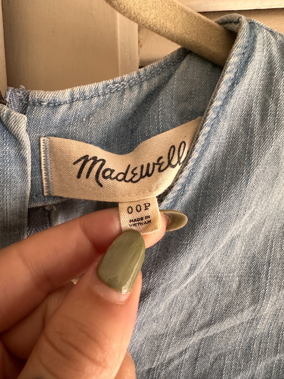 Madewell Chambray Cotton Buttoned Down Wrap Dress, XS Petite