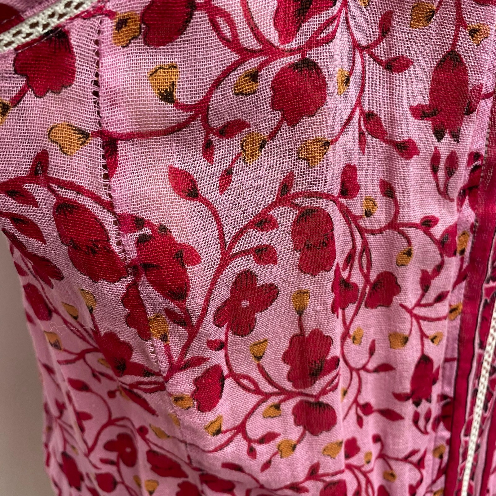 Poupette St Barth Womens Pink Floral Halter Sleeveless Smocked Ruffled Dress L